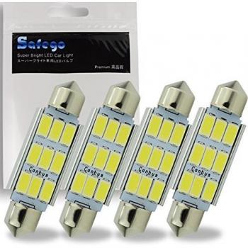 Safego 4 x 42mm LED Canbus 9SMD 5730 Luz Interior de Coche Festón Lámpara Blanco Numero de Canbus c5w luz de la placa del adorno de la boveda del bulbo de 12V Auto-Dome Bombilla