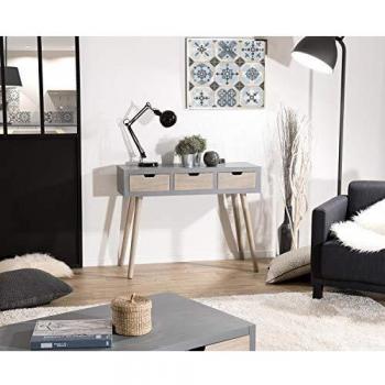 Consola Martin gris con 3 cajones beige de madera de pino