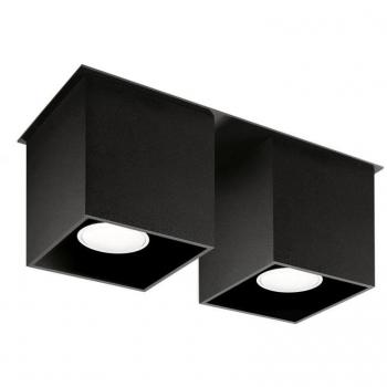 Aplique de Techo Quad 2 Negro GU10 de Aluminio con Iluminación LED Interior