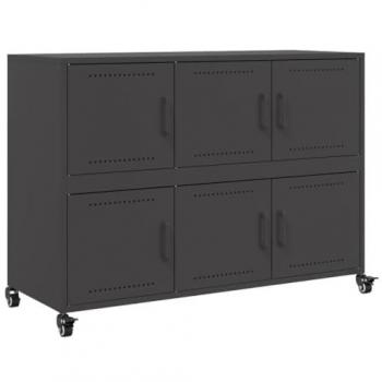 Aparador de acero negro 100,5x39x72 cm, Armario de almacenamiento para sala de estar