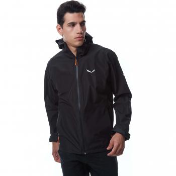 Salewa Chaqueta Puez Aqua 4 Powertex 2.5L con capucha, color negro, talla L