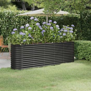 vidaXL Garden Raised Bed Powder-Coated Steel 224x40x68 cm Anthracite
