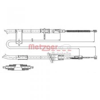 Metzger 17.2512 Cable de accionamiento, freno de estacionamiento