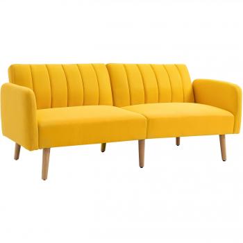 Sofá-cama Homcom 2 plazas mostaza 73x173x75 cm