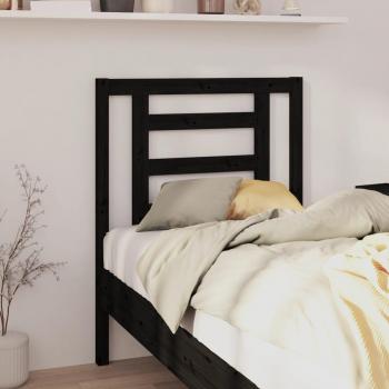 Cabecero de cama negro 81x4x100 cm madera maciza de pino