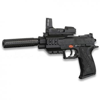 Pistola de aire suave Cyma con silenciador, ideal Airsoft, sistema de muelle, tamaño 34,5 x 23,5 cm, no incluye láser, 38236