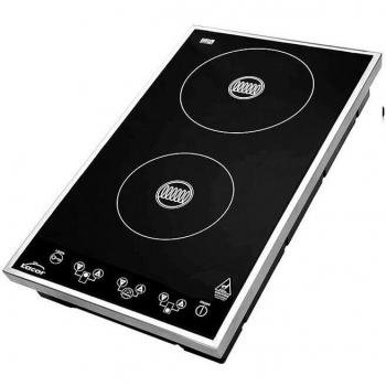 Placa Vitrocerámica de Inducción Dual Suinga 2000W+1300W, 8 Niveles de Potencia, 51x29x9 cm, Negra