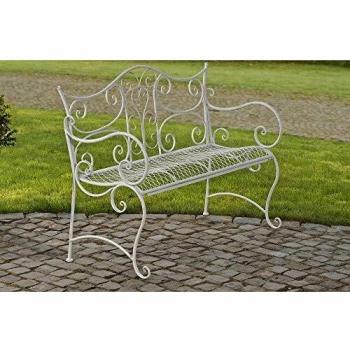 Banco de Jardín Tara Antik Blanco Envejecido, Hierro, Estilo Vintage, 2-3 Plazas