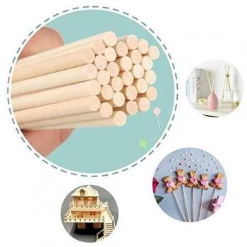 LINGLAN Madera Palos Redondos para Manualidades, 50 unidades