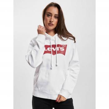 Levi's Women's White Cotton Graphic Raw Cut Hoodie with Sequins - Size XS