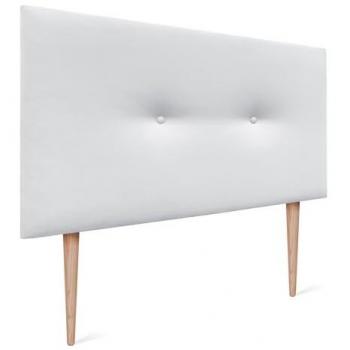 Cabecero de Polipiel Liso con Botones Acolchado y Patas 90x105cm para Camas 80/90 - Blanco