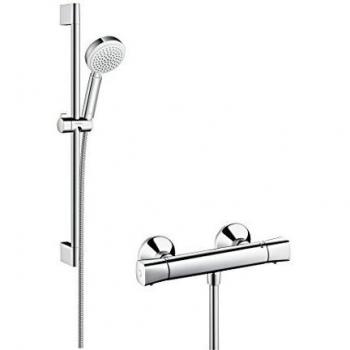 Hansgrohe 27030400 Crometta 100 Vario combinación de set de ducha y termostato, 0,65m, blanco/cromo