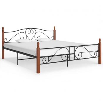 Estructura de Cama de Metal Negra 180x200 cm con Lamas de Madera Vidaxl