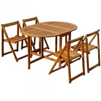 vidaXL 5-Piece Folding Outdoor Dining Set with Solid Acacia Wood