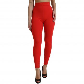 Dolce & Gabbana Red Nylon Stretch Slim Leggings Pants - IT40|S, Female, High Waist, Size XS