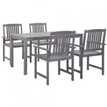 vidaXL 5 Piece Outdoor Dining Set Grey Solid Acacia Wood