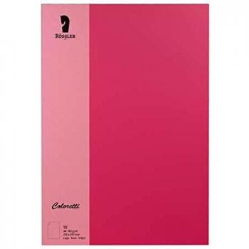 Papel de Carta Coloretti A4, 165g/m², Color Rosa, Paquete de 10 Hojas