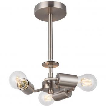 Luminaria de techo semi empotrada Baymont de níquel satinado con 3 bombillas E27 y diámetro de 33 cm