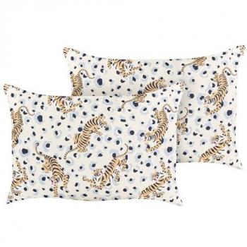 Conjunto de 2 cojines de jardín rectangulares 40 x 60 cm poliéster multicolor motivo tigre diseño moderno