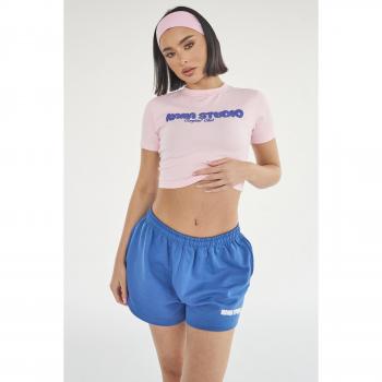 Kaiia Studio Bubble Logo Baby Tee in Baby Pink & Blue (UK 14)