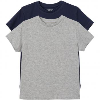 VERTBAUDET Lote de 2 Camisetas de Manga Corta Niño Azul Oscuro Bicolor/Multicolor 6A