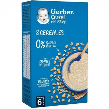 Gerber Papilla 8 Cereales para Bebés desde los 6 Meses, Envase de 475g