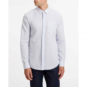 Calvin Klein Men's Light Blue Regular Fit Linen Cotton Shirt