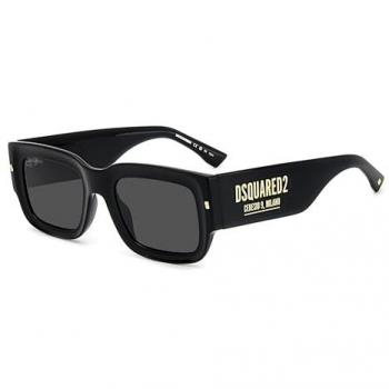 Dsquared2 D2 0089/S Rectangular Black Unisex Sunglasses - Online Try-On, Plastic, Available in Prescription or Non-Prescription