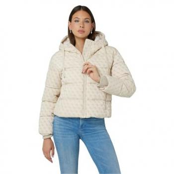 Chaqueta de plumón Guess Daisy 4G Logo para mujer, color beige, talla S, ajuste regular