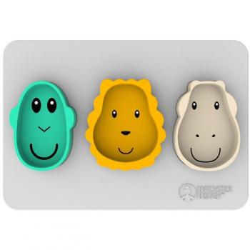 Matchstick Monkey Animal Snack Mat Dinnerware Set for Children - 3 pc (Monkey, Lion & Giraffe)