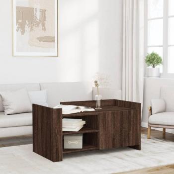 Mesa de centro de madera de ingeniería 100x50x50 cm en colores Blanco, Negro y Roble Sonoma, ideal para salón o comedor, también conocida como Mesita de Café o Meuble Salón