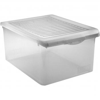 Tatay 1152301 - caja de almacenamiento con tapa de plástico, 35 l, 51,2 x 37,7 x 26,5 cm, transparente