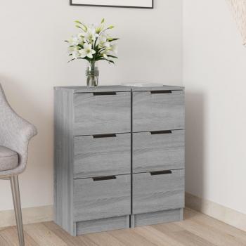 Aparadores de Madera Contrachapada 2 uds 30x30x70 cm en Gris Sonoma - Mueble de Almacenaje Moderno para Salón, Buffet, Armario Auxiliar y de Almacenamiento