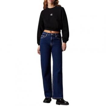 Calvin Klein Cropped Logo Sweatshirt for Women in Black, Regular Fit, Size M