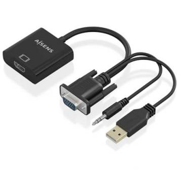 Cable Conversor SVGA+Audio a HDMI Aisens 20 cm Negro