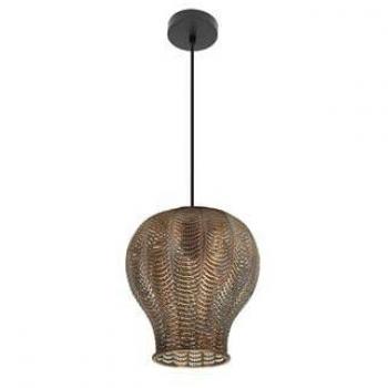Lámpara colgante Trikala Negro y Cuero Envejecido 1xE27 29cm