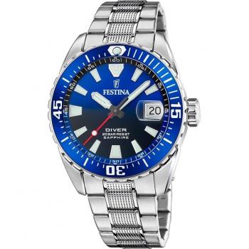 Reloj Festina The Originals F20669/1 para Hombre con Correa de Acero Inoxidable 316L, Esfera Azul, Plateado