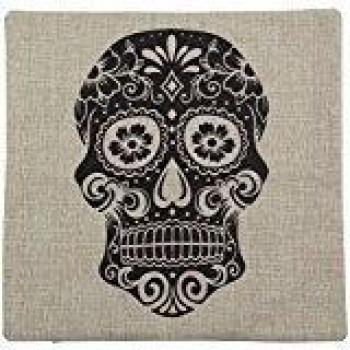 B Lyster shop Black SKULL Cotton & Polyester Soft Zippered Cushion Throw Case Pillow Case Cover