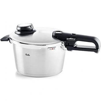 Fissler Vitavit Premium Olla a presión de 4,5 L y 22 cm de diámetro, acero inoxidable, 4 niveles de cocción, incluye accesorio de cocción al vapor, inducción