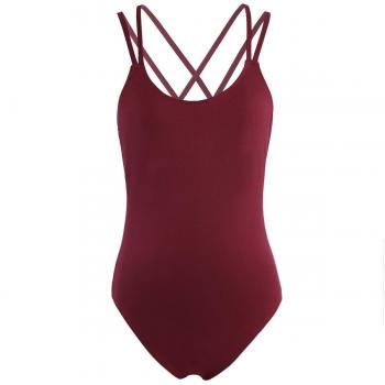 IEFIEL Maillot Ballet Mujer De Tirantes Maillot Elástico de Gimnasia Ritmica Body Ajustado de Danza Clásica Leotardo Baile Ballet para Chicas Vino XS