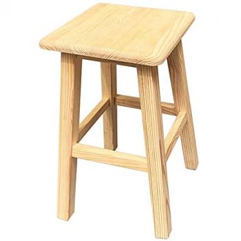 Taburete decoración cuadrado de madera Acan Tradineur 49 x 29,5 x 29,5 cm para distintas estancias del hogar o hostelería, banqueta de madera para diversos usos