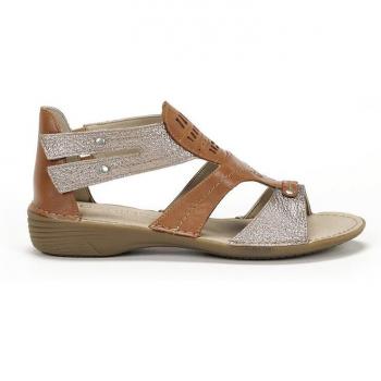 Sandalias abiertas de mujer de piel con adorno