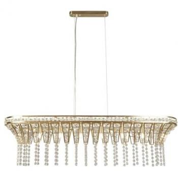Lámpara colgante Gemma de 8 luces en latón satinado y cristal transparente