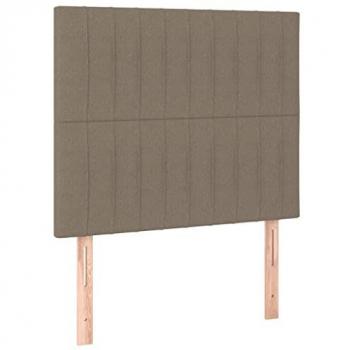 Cabecero con luces LED tapizado en tela gris taupe, dimensiones 80x5x118/128 cm