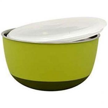 DUVO Comedero de Acero Inoxidable con Tapa - Cuenco Verde de 21cm - Accesorios para Perros con Capacidad de 2300 ml - Fácil de Colocar y de Limpiar - Estable y Duradero