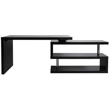 Escritorio de diseño negro lacado MAX - MILIBOO, con superficie lacada en negro, estructura moderna y elegante, ideal para oficina o estudio, fácil de montar y limpiar