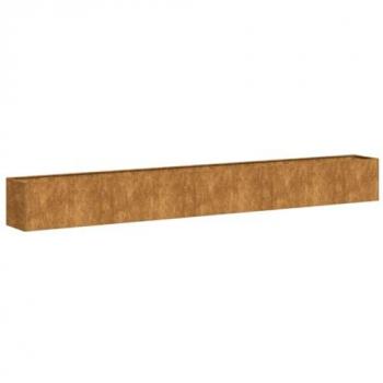 Rusty Weathering Steel Rectangular Planter Box - 360x40x40 cm Durable Outdoor Flower Container
