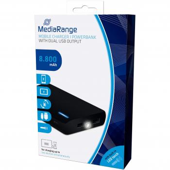 Batería Externa MediaRange MR752 Ión de Litio 8800 mAh - Negro