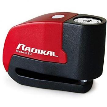 RADIKAL RK6 Candado Moto con Alarma Antirrobo Bicicleta Pinza Disco Motocicleta Scooter Bici Patinete Eléctrico Piton Seguridad Anti Robo Señal Warning 120 dB Botón Led Eje Cierre 6mm Universal