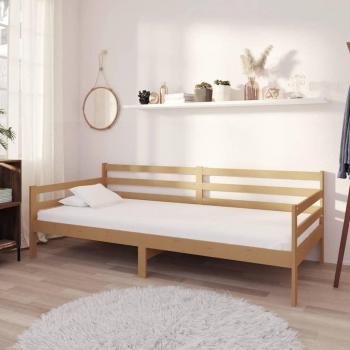 Sofá cama de madera maciza de pino en color marrón miel, dimensiones 90x200 cm